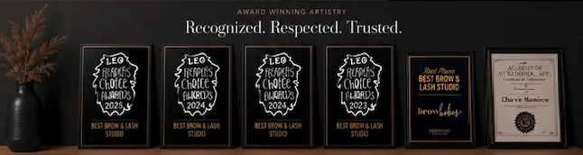 The Brow Babes LEO Award trophies