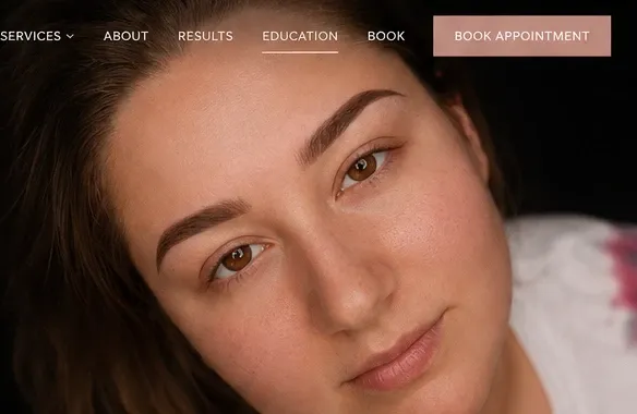 Close-up portrait showing beautiful ombre brows