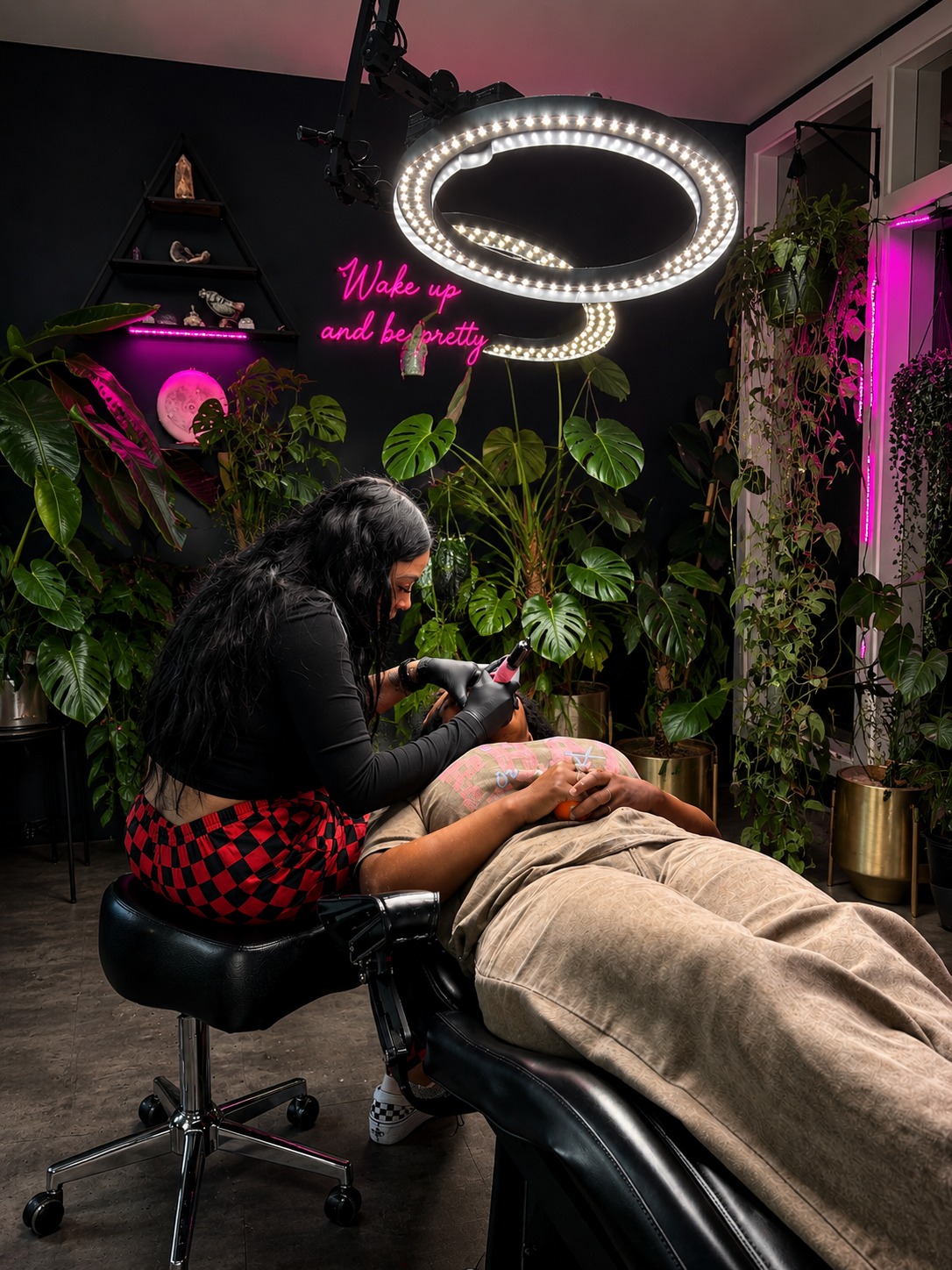 The Brow Babes studio — Chare'e Marniece at work