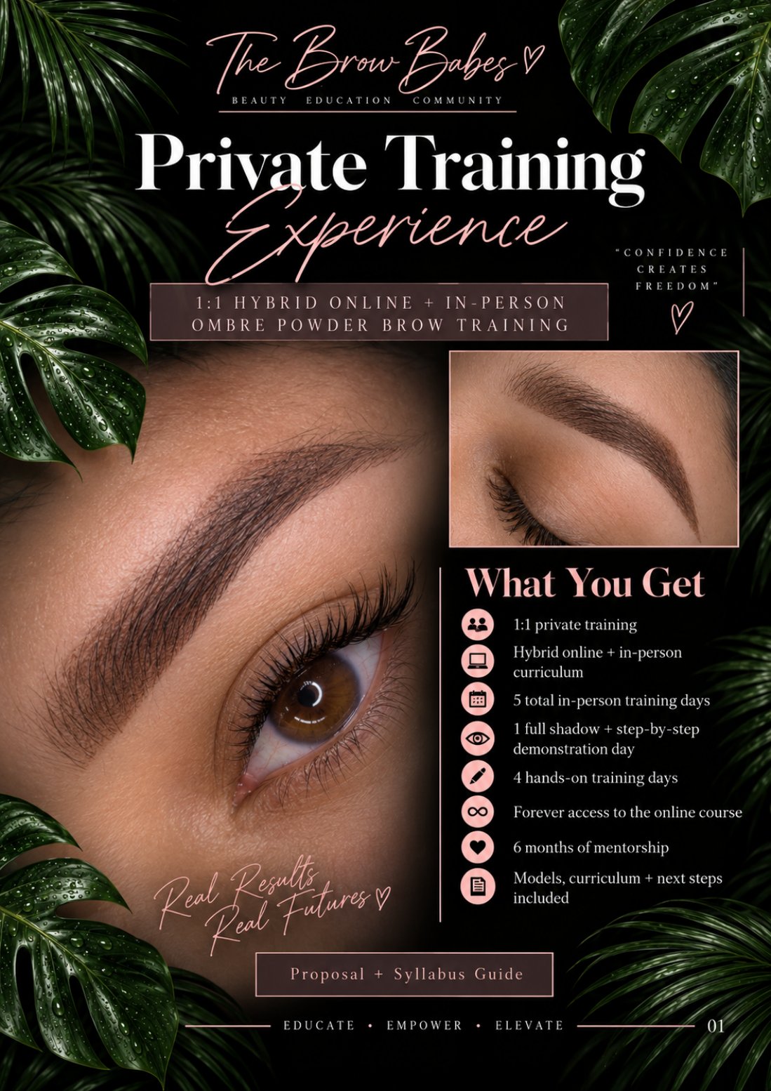 The Brow Babes 2026 powder brow training flyer — page 1 of 8